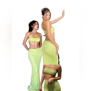 Lime Green Two-Piece Maxi Skirt Set
